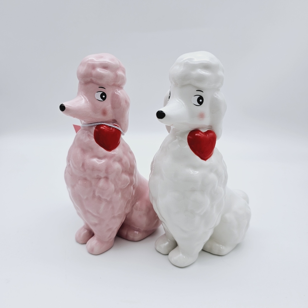 Target Spritz 2024 Valentine's Day Ceramic Pink & White Poodles Set of 2